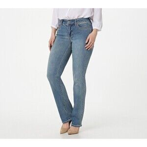 New NYDJ Womens Marilyn Jeans Extra Long Straight Lift x Tuck Celeste Size 4